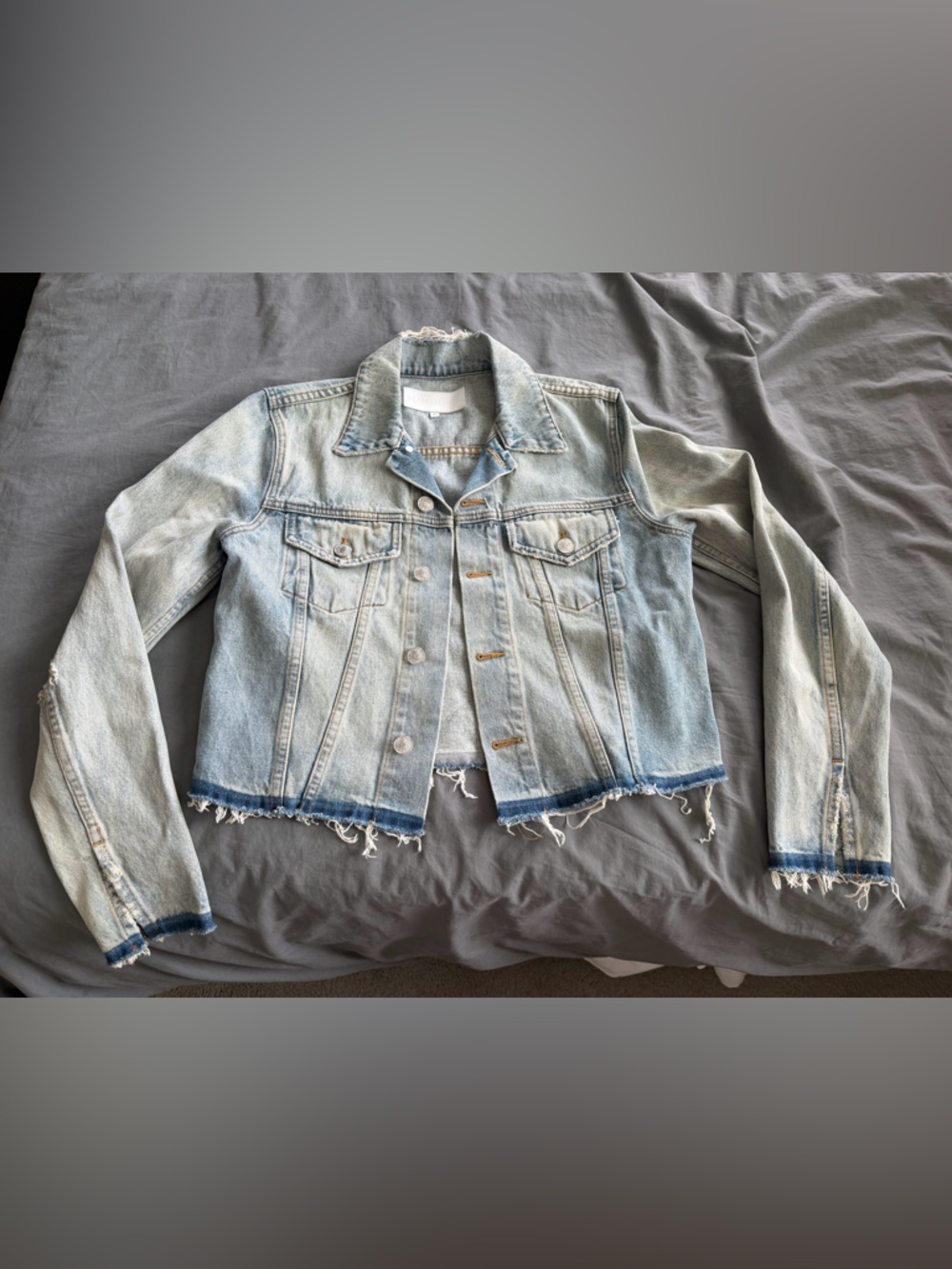 NWOT! Re/Done Light Blue Frayed-Hem Denim Jacket